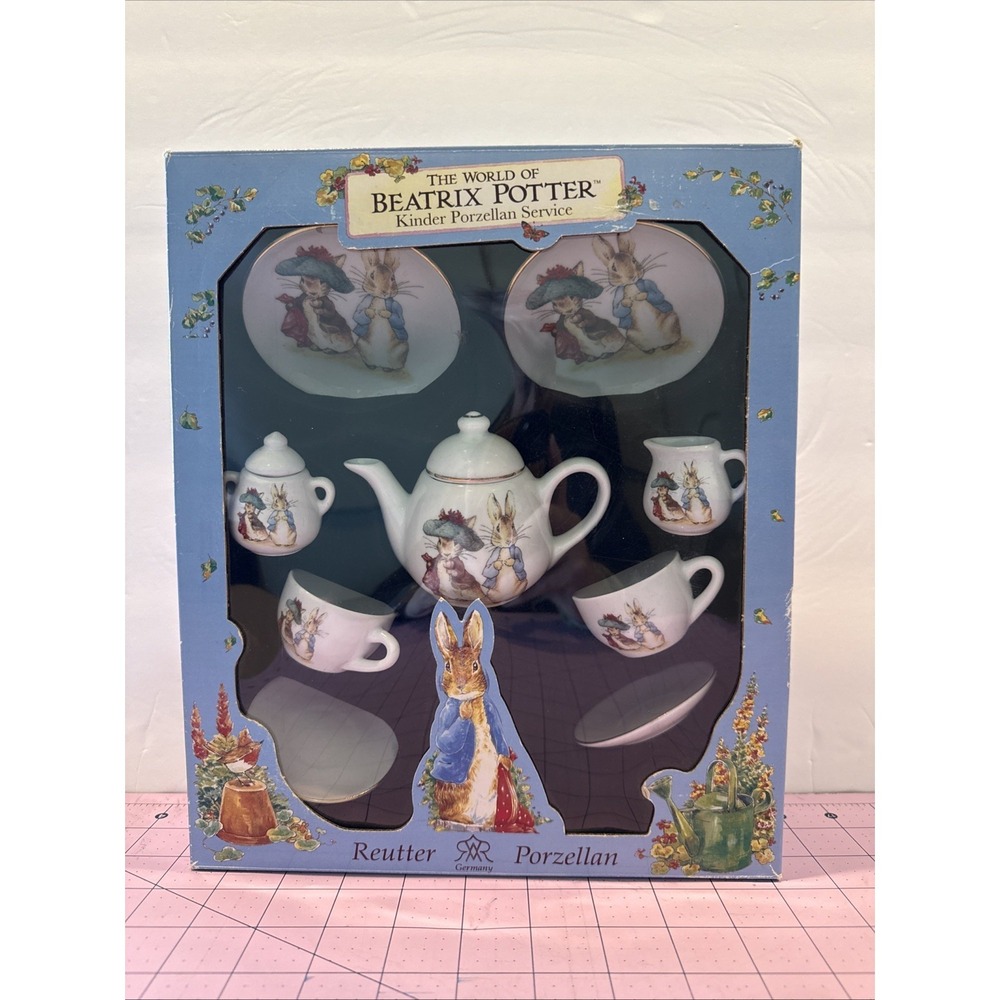Reutter Porzellan Germany Beatrix Potter Peter Rabbit Mini Tea Set 9 Piece